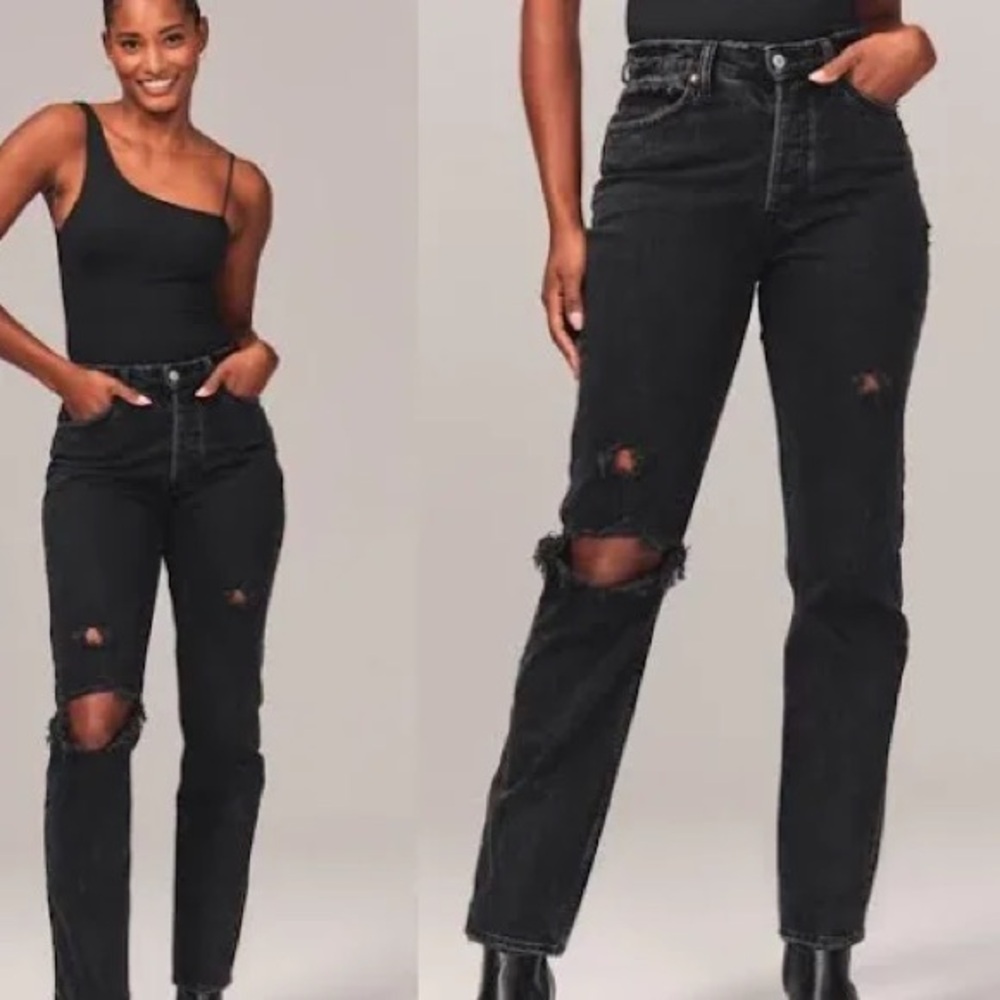 Abercrombie & Fitch Black Straight Leg Jeans